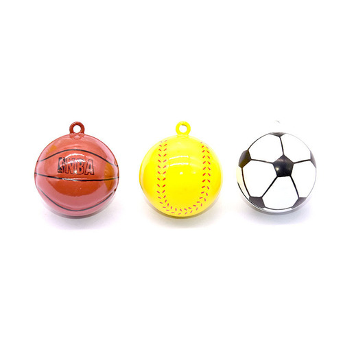 Manufacturer supplies souvenir bells, ball toy bells, one-word opening basketball, football, volleyball ball-shaped bells