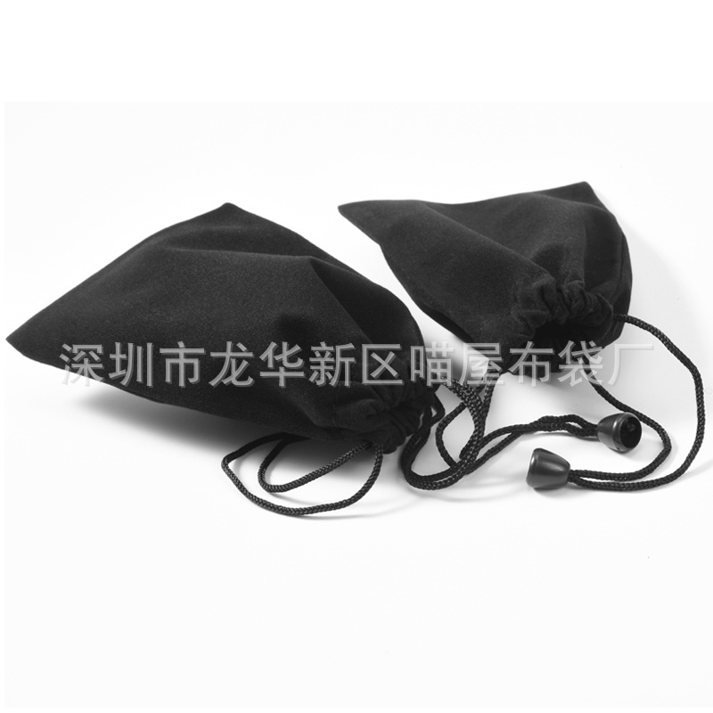 束口收纳黑色绒布袋7*11cm　MP3MP4MP5保护袋 相机保护套批发
