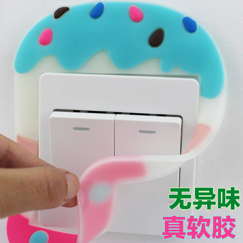 New Home Daily Use Cartoon Soft Gel Night Light Switch Sticker Bedroom Socket Decor Wall Switch Protection Cover