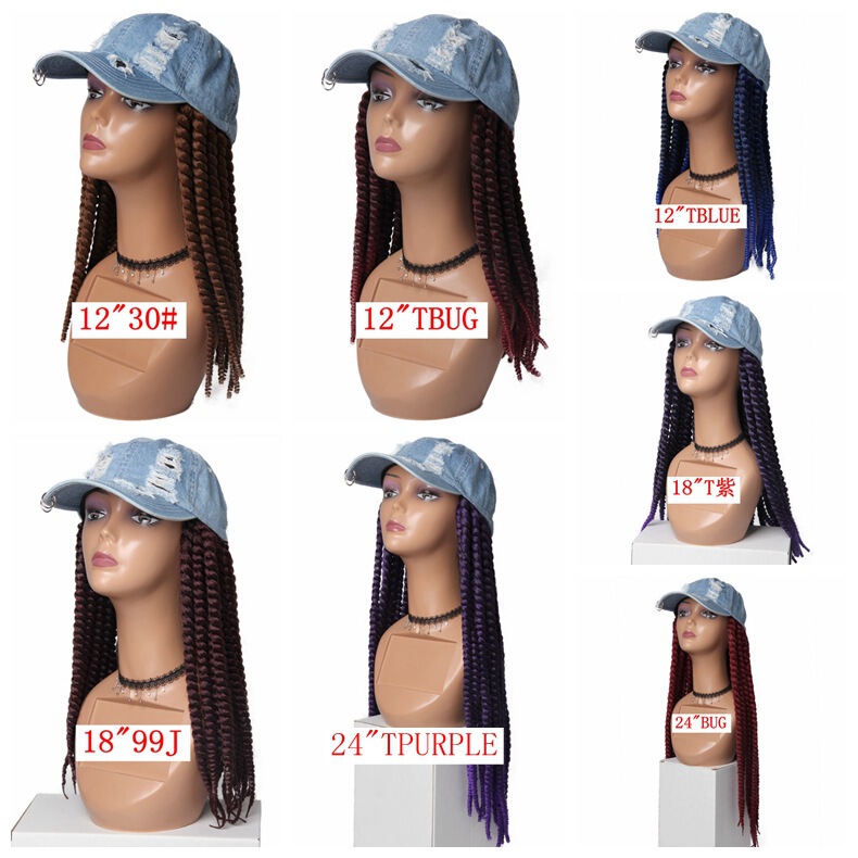 Small braid hat head cover spring braid wig baseball cap wig wig wig one three-strand braid head cover