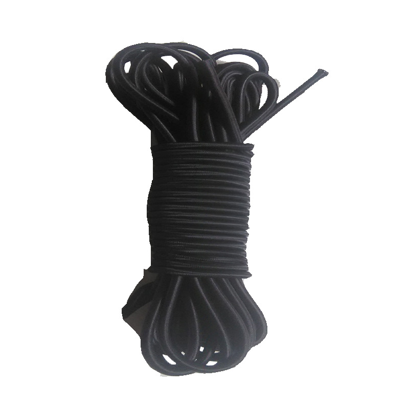 供应户外用品皮划艇独木舟激流船冲浪板6毫米粗圆橡胶黑色 弹力绳