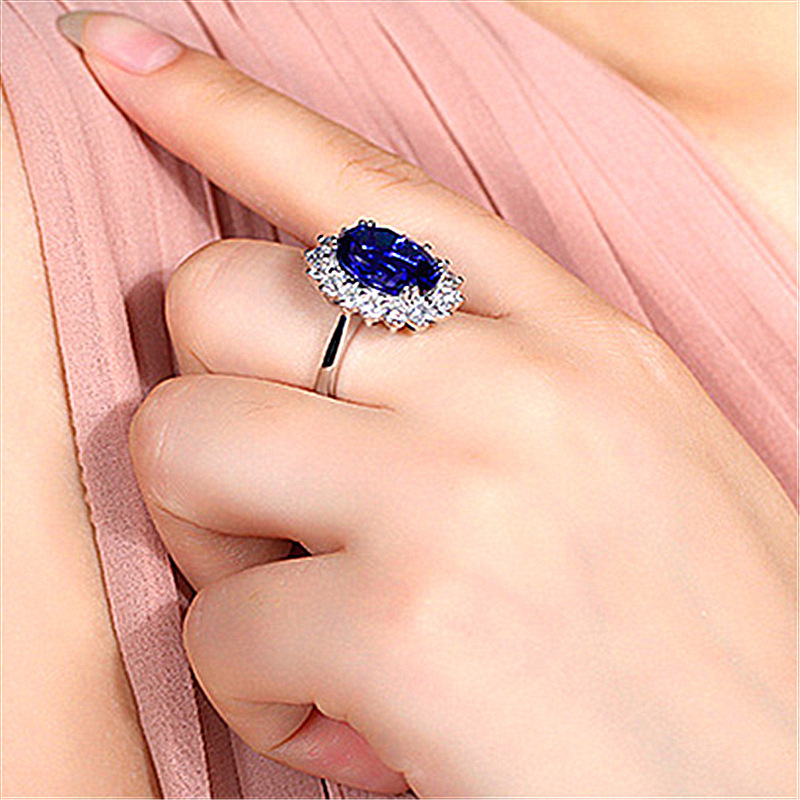 Princess Diana Style Adjustable Tanzanite Sapphire Colorful Gemstone Women's Open Ring_voghion.com