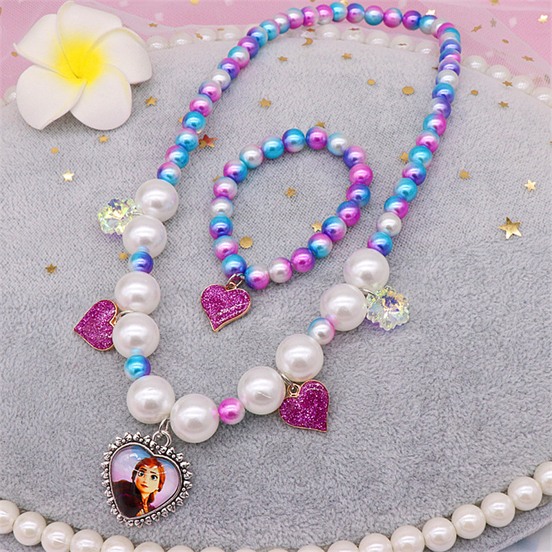 Estilo coreano collar de perlas para niños pulsera traje collar de unicornio accesorios de bebé para niñas Collar para niños al por mayor