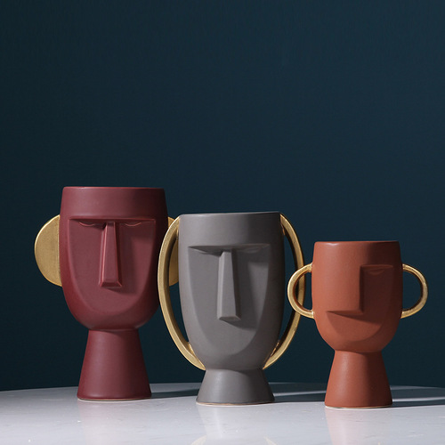 Nordic style avatar face ceramic vase creative simple modern home crafts soft decoration decorations