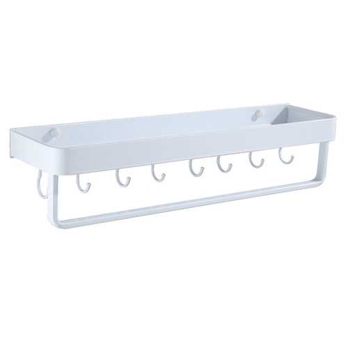 White space aluminum kitchen condiment storage rack bathroom storage rack wall-mounted condiment rack punched