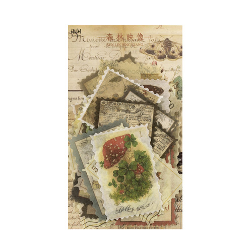 Yuxian Retro Stamp Sticker Pack Time Post Office Series Handbook Diary DIY Material Decorative Stickers 4 Types