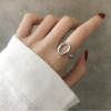 Retro fashionable one size brand ring hip-hop style, European style, silver 925 sample, Japanese and Korean, simple and elegant design, punk style, on index finger