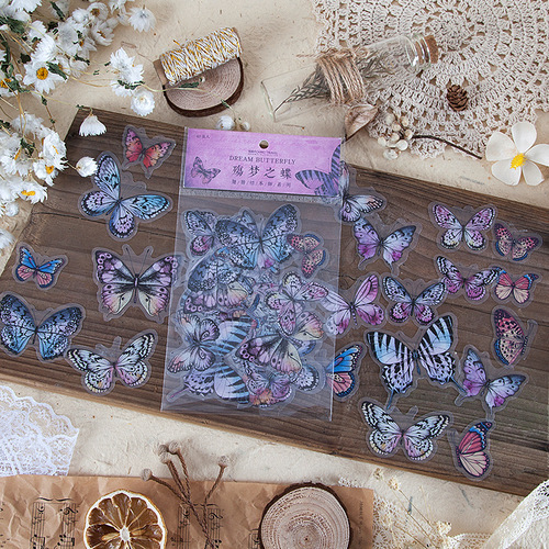 Mojing PET Sticker Pack Wing Taxidermist Series Butterfly Handbook DIY Special Shaped Material Stickers 40 pieces in 8 styles