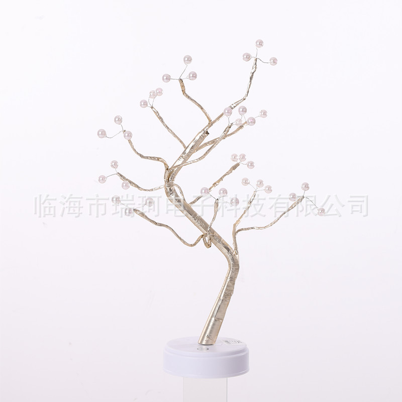 LED luz del árbol de la perla de cobre Alambre de luz de Navidad vacaciones decorativo de color cielo estrellado Interruptor táctil USB de doble uso luz de la noche