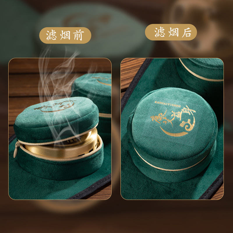 Caja de moxibustión portátil con filtro de humo, cubierta de tela para moxibustión, calentador de vientre, set de caja de cobre para vaporización de hojas de artemisia