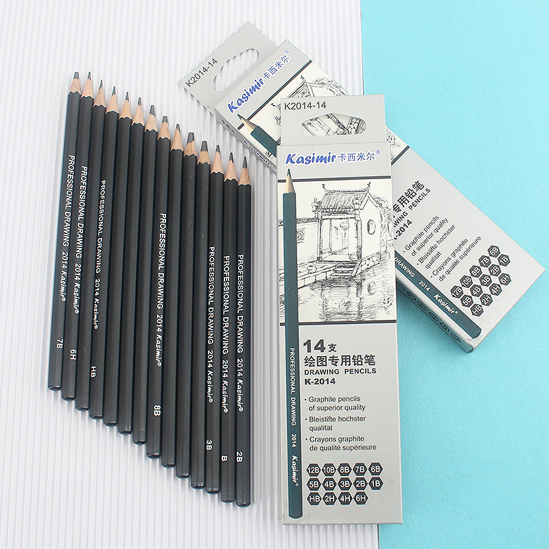 Casimir 14 piezas lápiz 14 especificaciones bosquejo lápiz arte dibujo pluma de madera lápiz Yama exclusivo