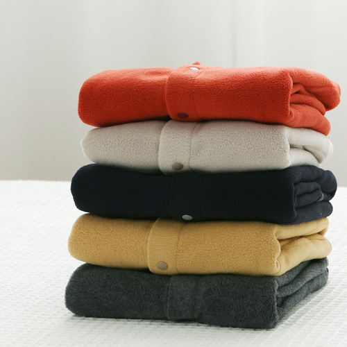 Japanese-style Unbranded Fleece Collar Jacket Sweatshirt Solid Color Spring and Autumn Warm Innerwear for Kids and Toddlers