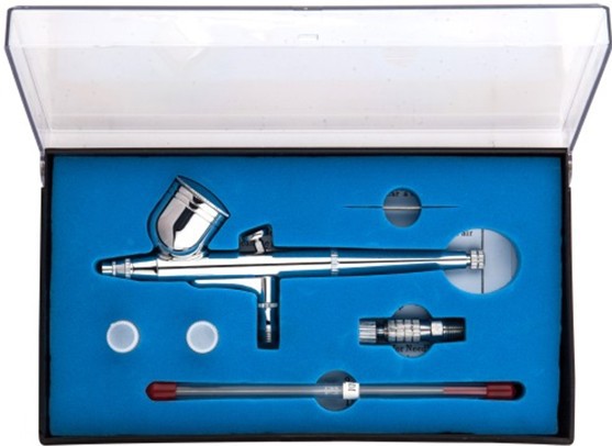 供应原装0.3mm口径另外配置0.2&0.5mm针嘴上壶7cc喷笔套装TD-130T