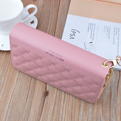 Women's Wallet Women's Long Double Zipper Clutch Mom Soft Wallet Diamond Embroidered Crown Large Capacity Double Layer Wallet