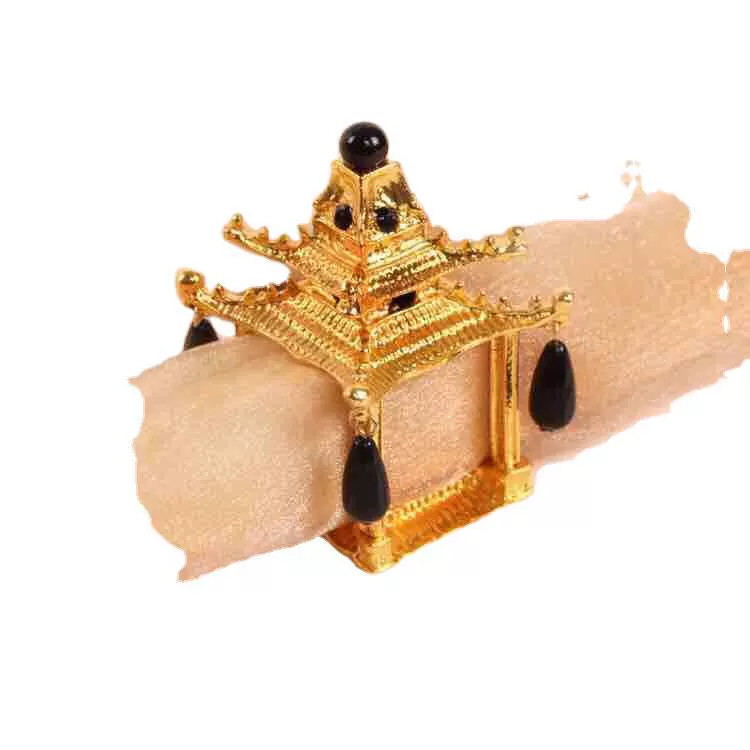 样板房新款凉亭餐扣 亭子餐巾环 现代酒店阁楼餐巾圈会所餐桌饰品