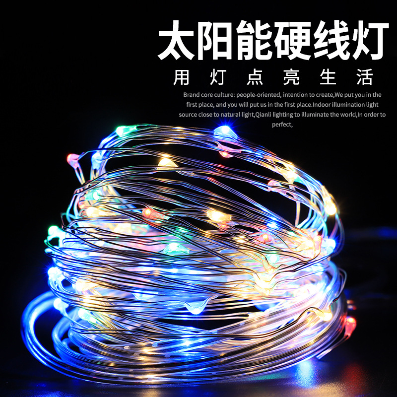 Solar LED de alambre de cobre Cadena de luz de la flor de Navidad caja de regalo decoración de la torta USB de control remoto a prueba de agua de alambre de cobre de color Cadena de luz