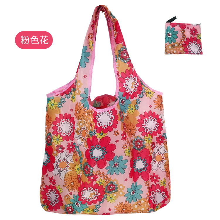 En stock pelo rápido Grande 190T tela de flores bolsa de compras Portátil Bolsa de poliéster bolsa plegable al por mayor bolsa de regalo publicitario