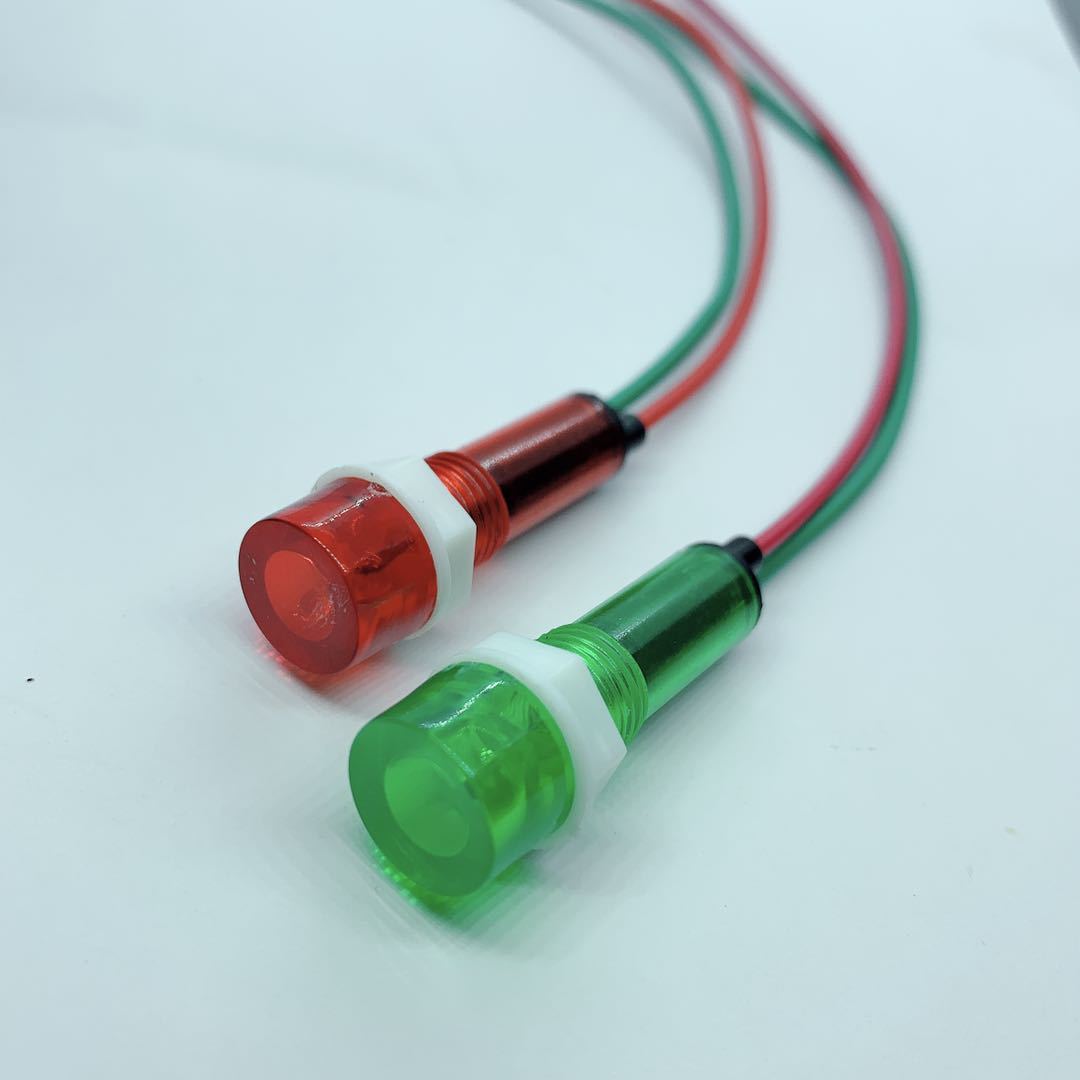 指示灯XD10-3红黄绿电源信号灯12VLED带电线信号灯220V氖灯