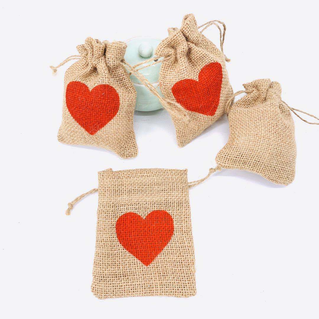 环保材质抽绳礼品饰品包装袋 天然黄麻布束口袋 收纳批发袋