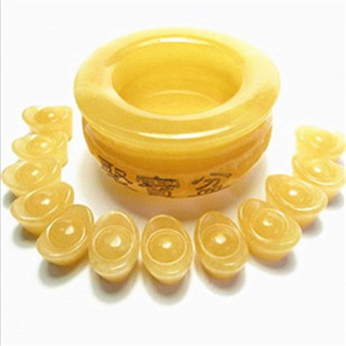 Nanyang Jade Carving Craft A-Grade Jade Jewelry Home Decor Piece Beige Jade Yuanbao Accumulator Pot Stand
