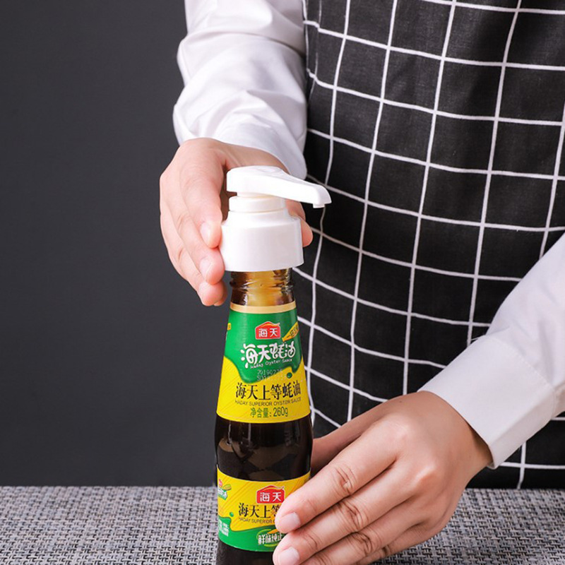 Consumo de aceite botella exprimidor boquilla de presión cabeza de la bomba olla de aceite hogar botella de salsa de ostras boquilla de presión cuantitativa salsa de ostras tipo de prensa botella de prensa