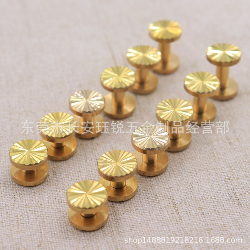Pure copper belt screw pattern brass nail sun pattern I-pin bag financial buckle diy accessories