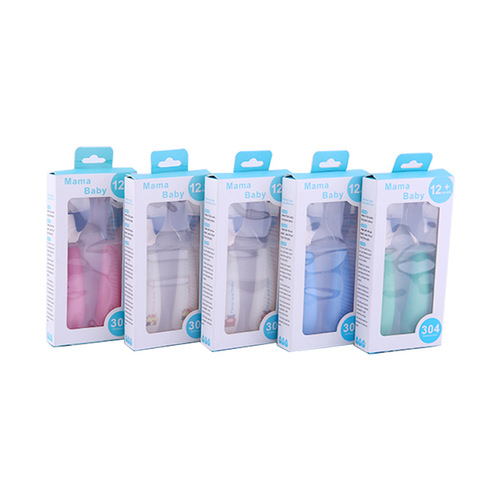 304 children's portable tableware stainless steel set cartoon spoon fork baby learning training spoon household fork spoon