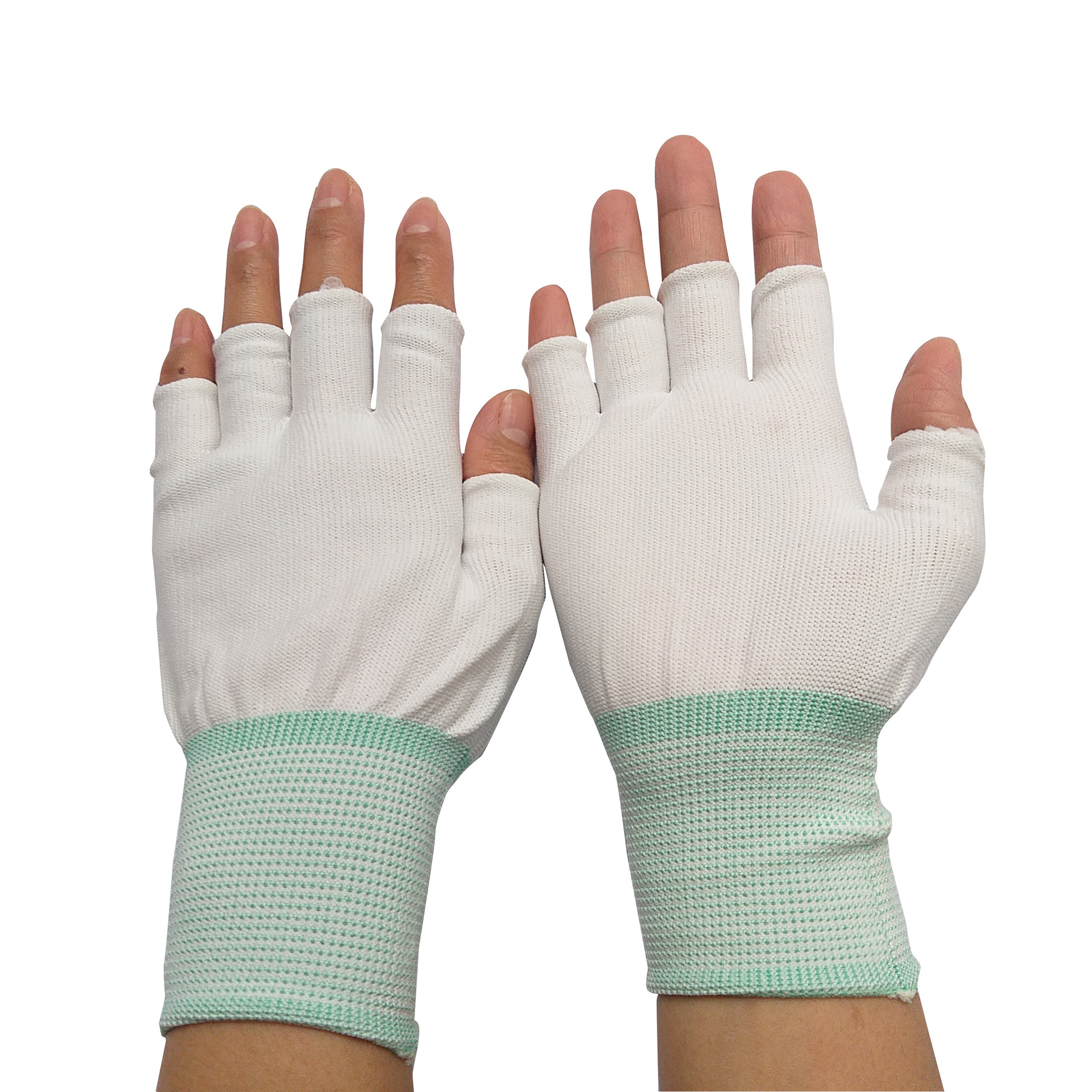 工厂生产13针无尘断五指手套尼龙劳保半指断指无尘手套芯针织手套