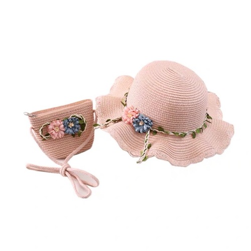 2024 New Summer Girls Straw Hat Flower Princess Hat Children's Sun Hat Sun Hat Beach Hat