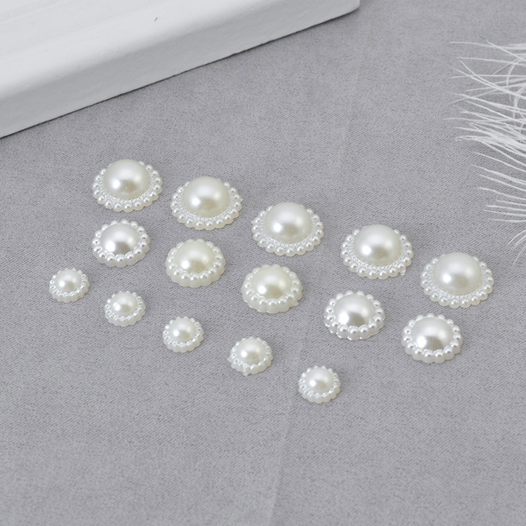 DIY accesorios de la joyería plana redonda media superficie girasol parche ABS imitación perla teléfono móvil belleza rhinestone material