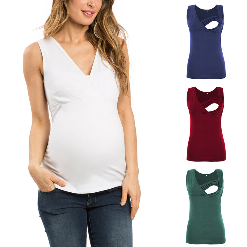 European and American Amazon Maternity Wear Deep V Neck Sleeveless Vest Cross Nursing Top Summer European and American Amazon Maternity Wear Deep V Neck Sleeveless Vest Cross Nursing Top Summer