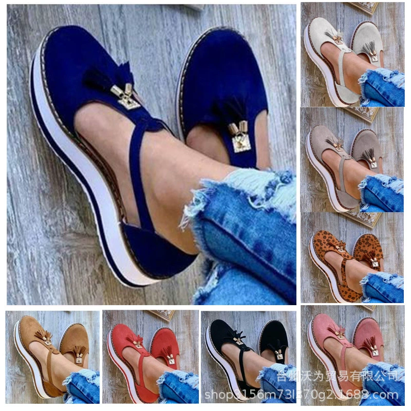 Трансграничные прямые поставки сандалий больших размеров женские 2021 Новые толстые нижние боковые пустые автомобильные швы с круглой головкой и кисточками на платформе женские сандалии на торте