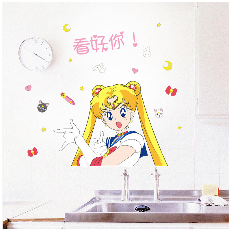 SK31011-SK31019仲兰美少女ins风少女心宿舍奶茶店桌面装饰墙贴画