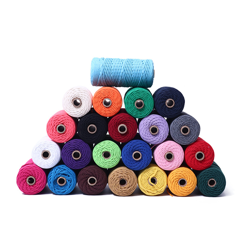 3mm colorido hilo de algodón cuerda de algodón vinculante cuerda de encuadernación hilo de algodón cuerda trenzada hecha a mano DIY cuerda decorativa tapiz cuerda trenzada