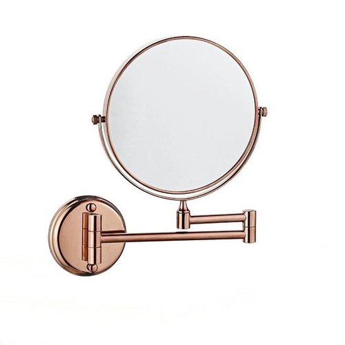 Bathroom wall-mounted beauty mirror hotel hotel double-sided folding telescopic makeup mirror 3 times magnification with light mirror