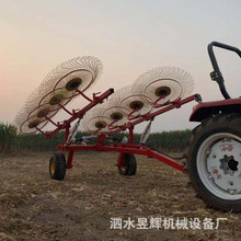 全液压式牵引12盘搂草机 圆盘80弹齿大型秸秆搂草机厂家