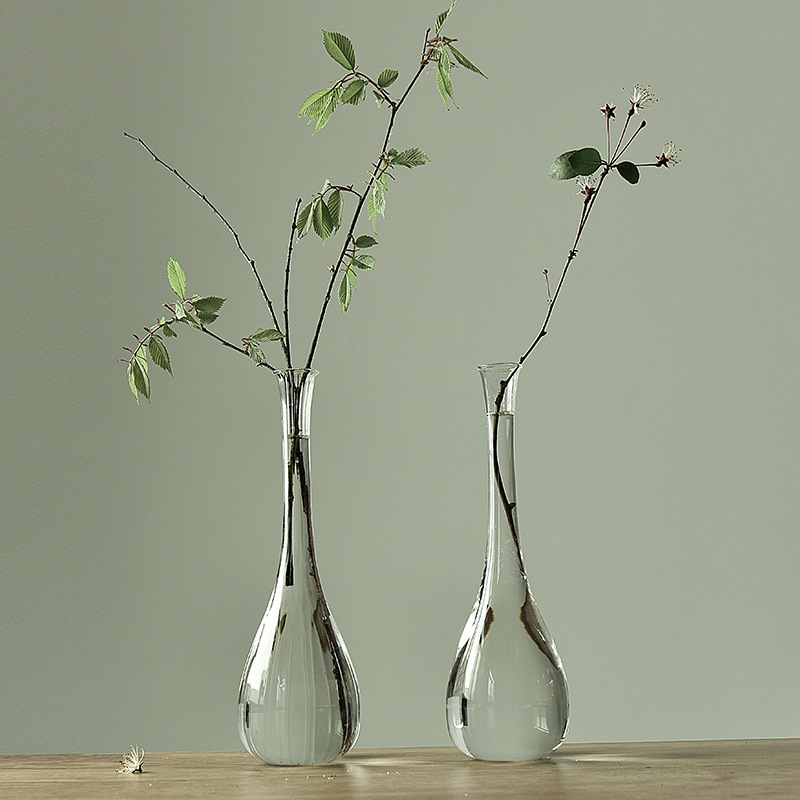 Personalizada creativa de vidrio de colores pequeño jarrón de doble capa de jarrón transparente de mesa de comedor botella aromática decoración hidropónica