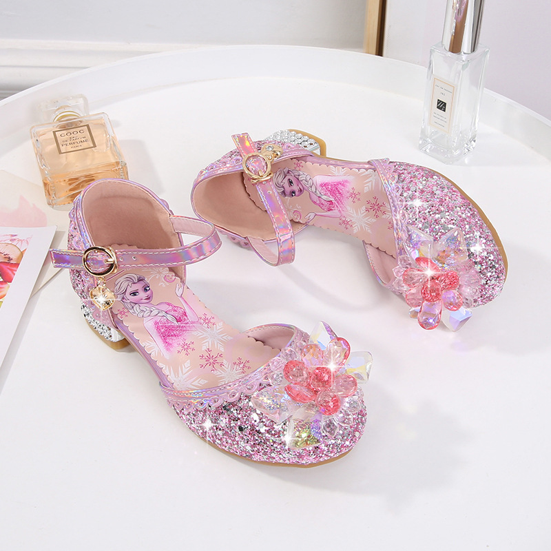 Zapatos de princesa para niños de verano para nuevas niñas Sandalias de tacón alto para niños medianos y grandes zapatos de cristal de moda para niñas