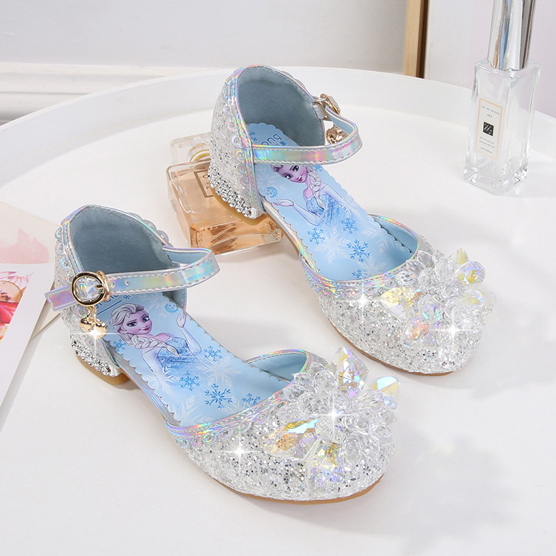 Zapatos de princesa para niños de verano para nuevas niñas Sandalias de tacón alto para niños medianos y grandes zapatos de cristal de moda para niñas