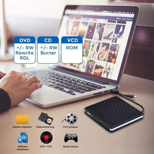 USB external optical drive, laptop DVD burner, disc player, optical drive, portable CD