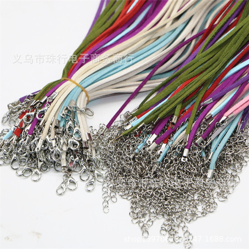 Wholesale DIY Velvet Necklace Lanyard Velvet Rope Semi-Finished Necklace Rope Nail Plate Lobster Clasp Colorfulful Necklace Rope