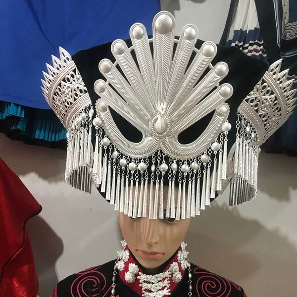 Ethnic Style Yi Silver Hat Yi Hat Accessories Photography Wedding Dress Hat DIY Hat Accessories