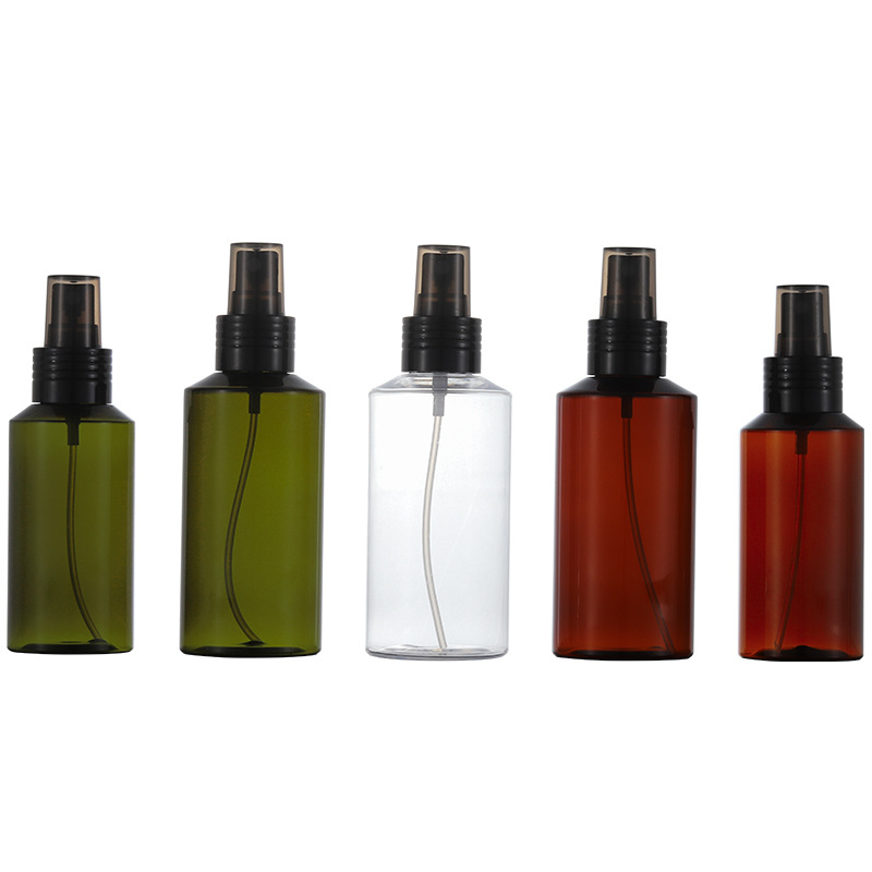 En stock venta al por mayor pet100ml plástico oblicuo hombro puro Rocío spray botella de tóner cosmético sub-botella