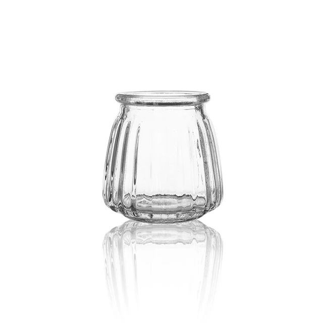 透明玻璃双心布丁杯心形布丁瓶竖条纹慕斯瓶烘焙工具创意包装