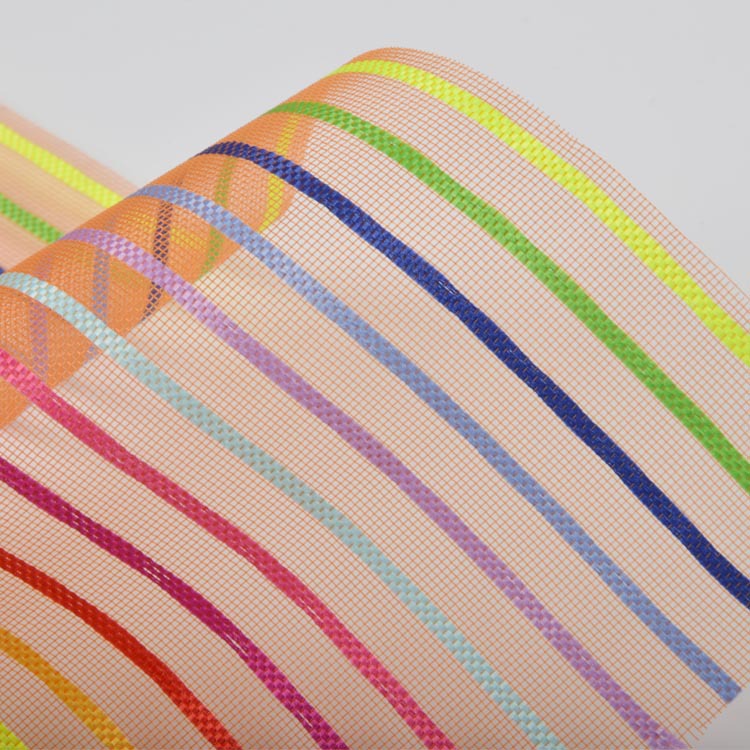 现货文件袋网眼布 笔袋网布 十色条纹网 化妆袋纱网