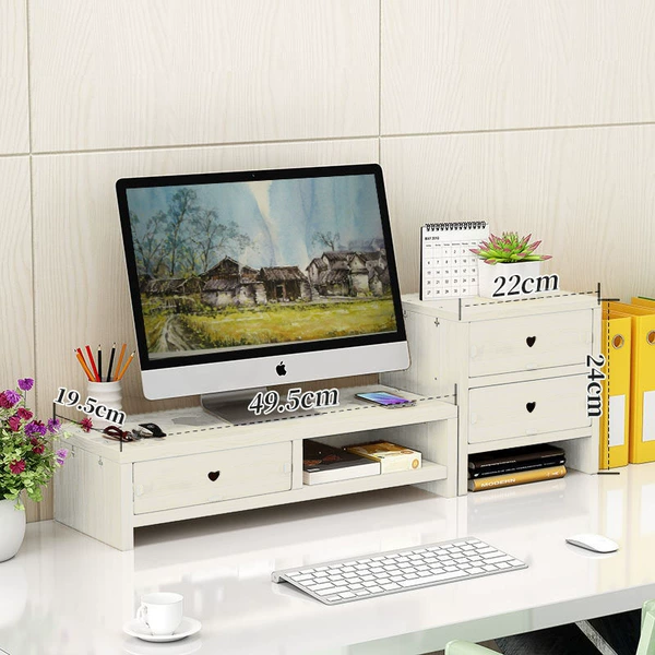 White double -layer+three -layer bookshelf three pumps thickened
