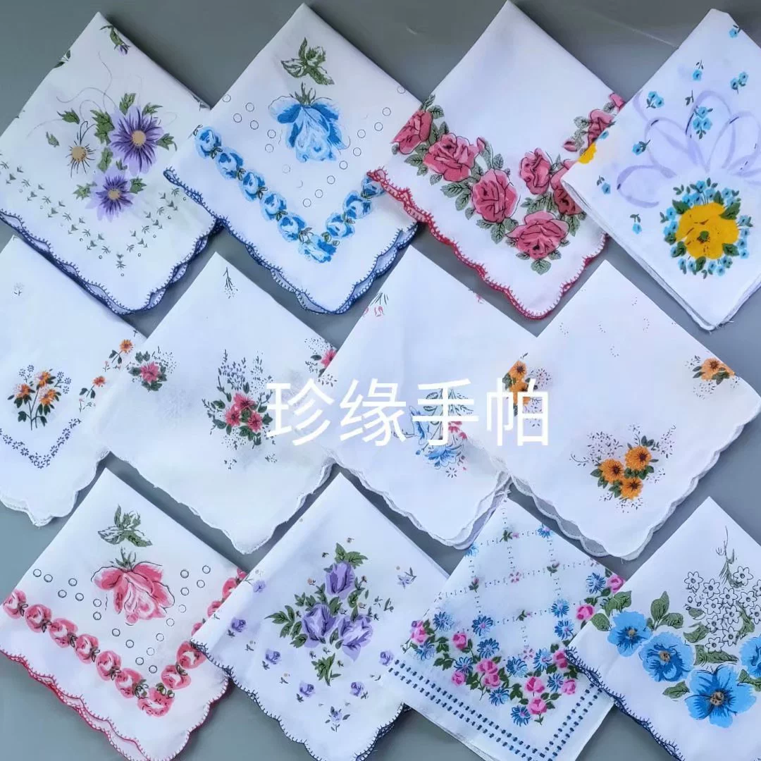 Хлопковый платок, шарф, 30×30 см, с цветочным принтом