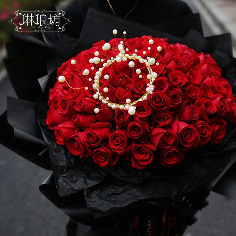 Esmerilado perla corona flor pastel decoración rojo blanco aleación princesa redondo ramo floral material