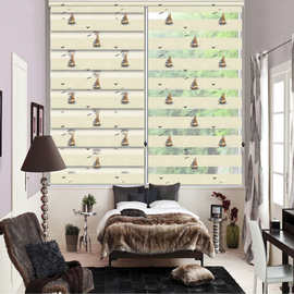 厂家直营简易窗帘卡通绣花柔纱帘百叶帘早教幼儿园商用成品窗帘