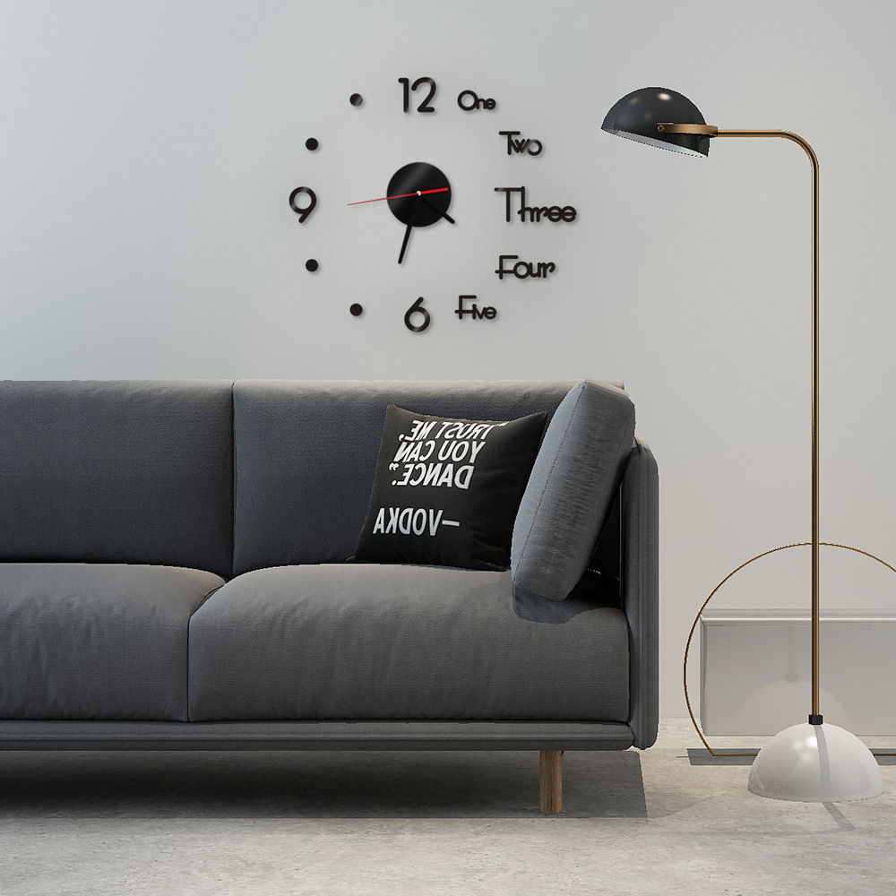 Tiktok mismo Punch-libre etiqueta de la pared reloj DIY estilo europeo simple reloj mudo hogar sala de estar estudio dormitorio Reloj de pared